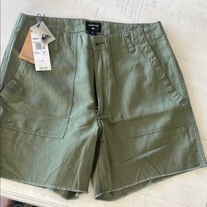 Quiksilver Green Flat Front Shorts Cotton Blend